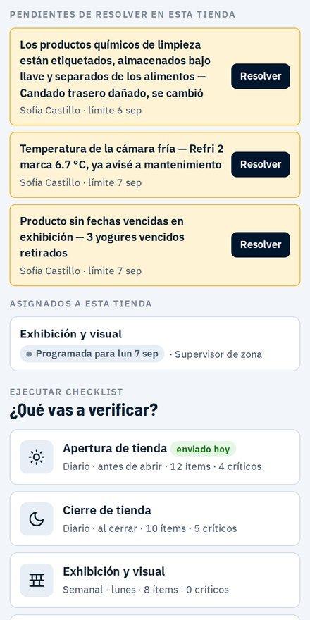 Acciones pendientes de resolver en el celular del encargado