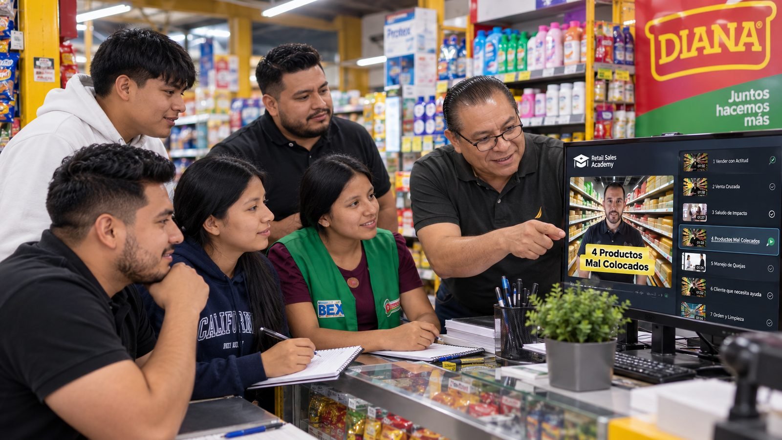 Equipo de tienda en formación